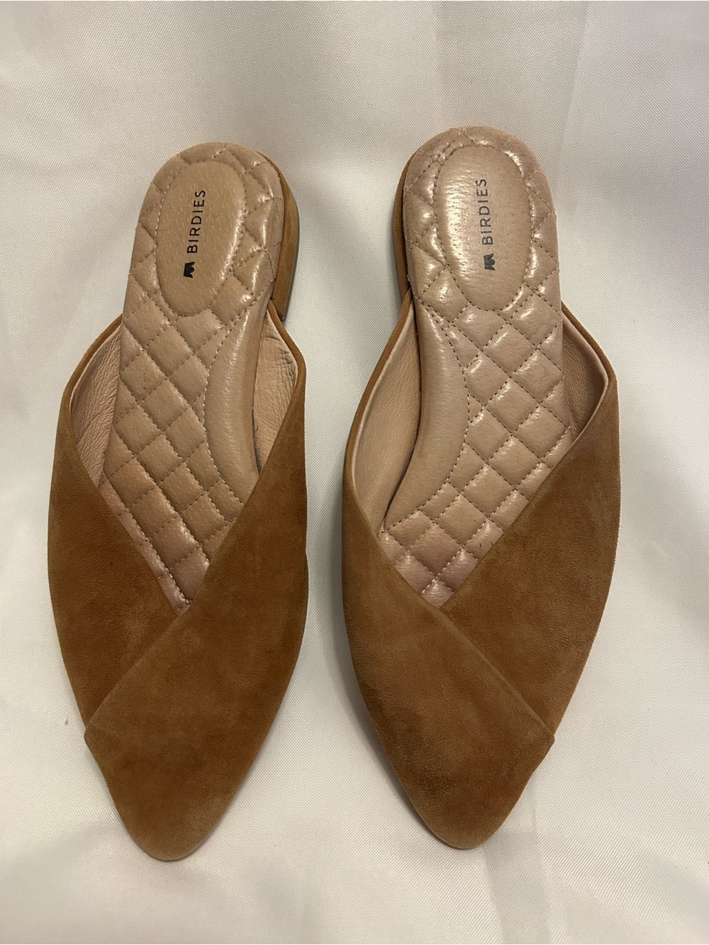 Birdies Tan Suede Cross-Front Slip-On Mules